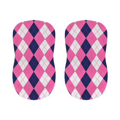 Pink Blue And White Argyle Pattern Print Bar Stool Covers