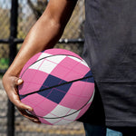 Pink Blue And White Argyle Pattern Print Basketball