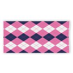 Pink Blue And White Argyle Pattern Print Beach Towel