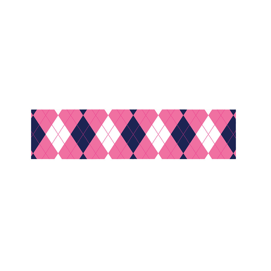 Pink Blue And White Argyle Pattern Print Bed Runner