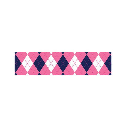 Pink Blue And White Argyle Pattern Print Bed Runner