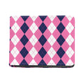 Pink Blue And White Argyle Pattern Print Bifold Wallet