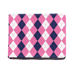 Pink Blue And White Argyle Pattern Print Bifold Wallet