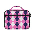 Pink Blue And White Argyle Pattern Print Briefcase Bible Bag