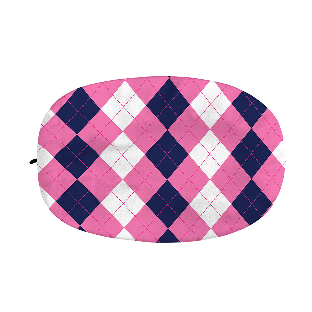 Pink Blue And White Argyle Pattern Print Car Side Mirror Covers