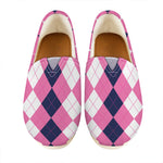 Pink Blue And White Argyle Pattern Print Casual Shoes