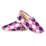 Pink Blue And White Argyle Pattern Print Casual Shoes