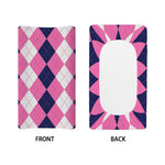 Pink Blue And White Argyle Pattern Print Changing Pad Cover