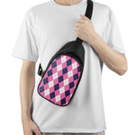 Pink Blue And White Argyle Pattern Print Chest Bag