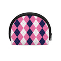 Pink Blue And White Argyle Pattern Print Coin Purse