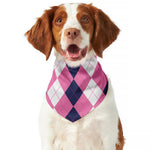 Pink Blue And White Argyle Pattern Print Dog Bandana