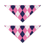 Pink Blue And White Argyle Pattern Print Dog Bandana