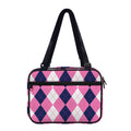 Pink Blue And White Argyle Pattern Print Double Strap Bible Bag