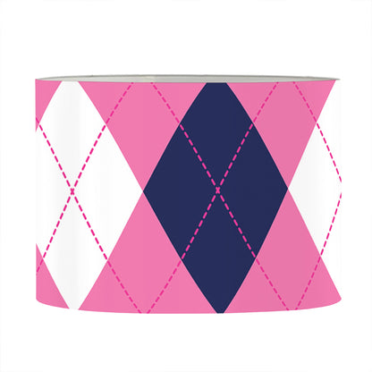 Pink Blue And White Argyle Pattern Print Drum Lamp Shade