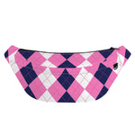 Pink Blue And White Argyle Pattern Print Fanny Pack
