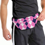 Pink Blue And White Argyle Pattern Print Fanny Pack