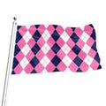 Pink Blue And White Argyle Pattern Print Flag