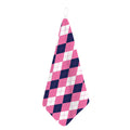 Pink Blue And White Argyle Pattern Print Hand Towel