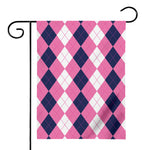 Pink Blue And White Argyle Pattern Print House Flag