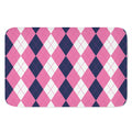 Pink Blue And White Argyle Pattern Print Indoor Door Mat