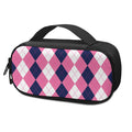 Pink Blue And White Argyle Pattern Print Portable Cooler Travel Case