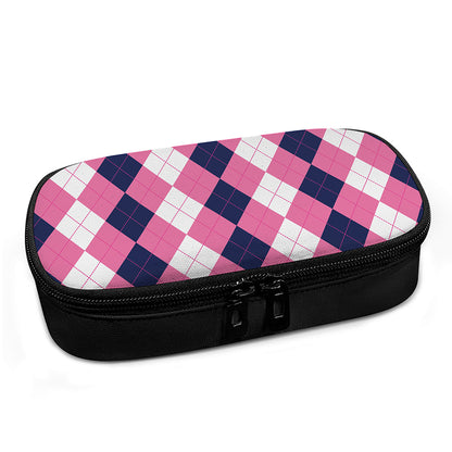 Pink Blue And White Argyle Pattern Print Insulin Cooler Travel Case