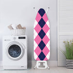 Pink Blue And White Argyle Pattern Print Ironing Board Cover