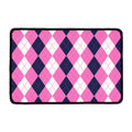 Pink Blue And White Argyle Pattern Print Kitchen Mat