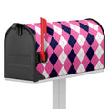 Pink Blue And White Argyle Pattern Print Mailbox Cover