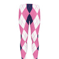 Pink Blue And White Argyle Pattern Print Men's Leggings