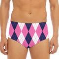 Pink Blue And White Argyle Pattern Print Men's Triangle Swim Briefs
