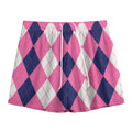 Pink Blue And White Argyle Pattern Print Mesh Shorts