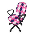 Pink Blue And White Argyle Pattern Print Office Chair Cover