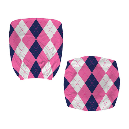 Pink Blue And White Argyle Pattern Print Office Chair Cover