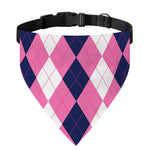 Pink Blue And White Argyle Pattern Print Over The Collar Dog Bandana