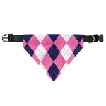 Pink Blue And White Argyle Pattern Print Over The Collar Dog Bandana
