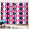 Pink Blue And White Argyle Pattern Print Pencil Pleat Curtains