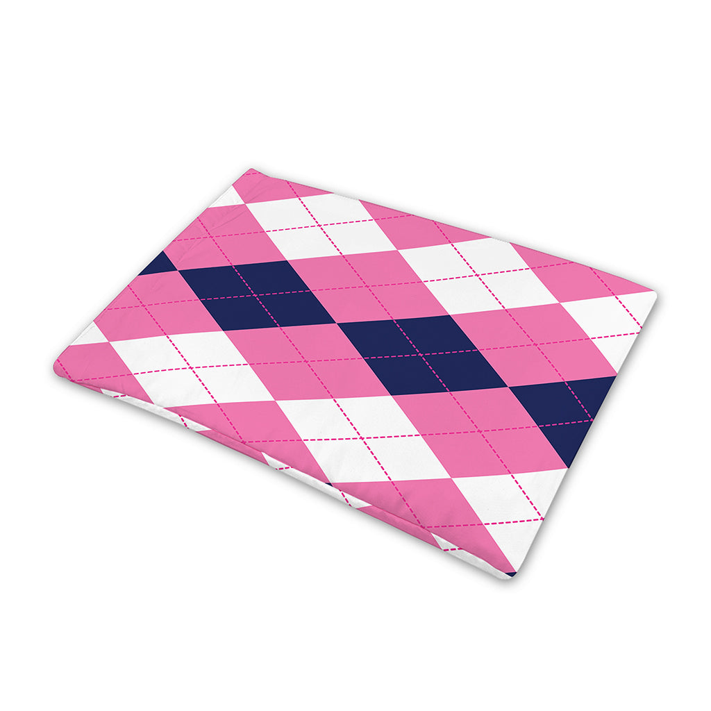 Pink Blue And White Argyle Pattern Print Pet Cooling Mat Cover