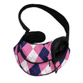 Pink Blue And White Argyle Pattern Print Pet Sling Carrier