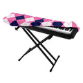 Pink Blue And White Argyle Pattern Print Piano Keyboard Cover