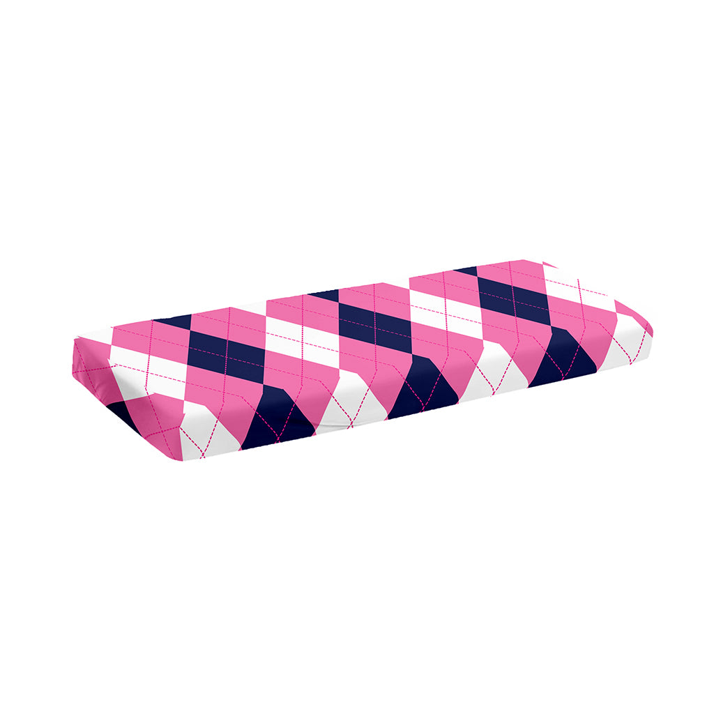 Pink Blue And White Argyle Pattern Print Piano Keyboard Cover