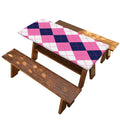 Pink Blue And White Argyle Pattern Print Picnic Table Cover