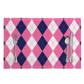 Pink Blue And White Argyle Pattern Print Placemat