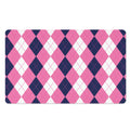 Pink Blue And White Argyle Pattern Print Polyester Doormat