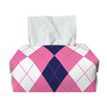 Pink Blue And White Argyle Pattern Print Rectangle Tissue Box Cover