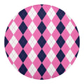 Pink Blue And White Argyle Pattern Print Round Blanket