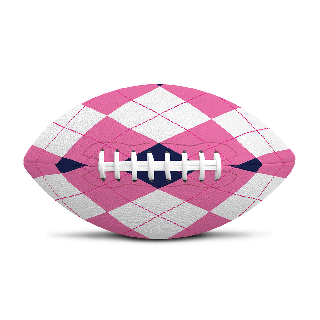 Pink Blue And White Argyle Pattern Print Rugby Ball