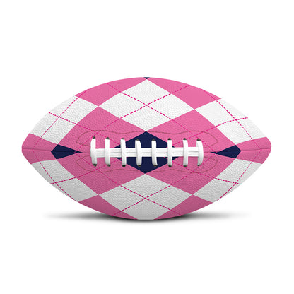 Pink Blue And White Argyle Pattern Print Rugby Ball
