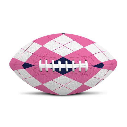 Pink Blue And White Argyle Pattern Print Rugby Ball