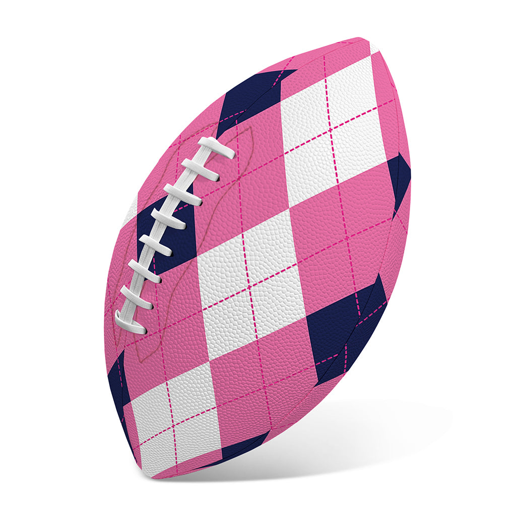 Pink Blue And White Argyle Pattern Print Rugby Ball